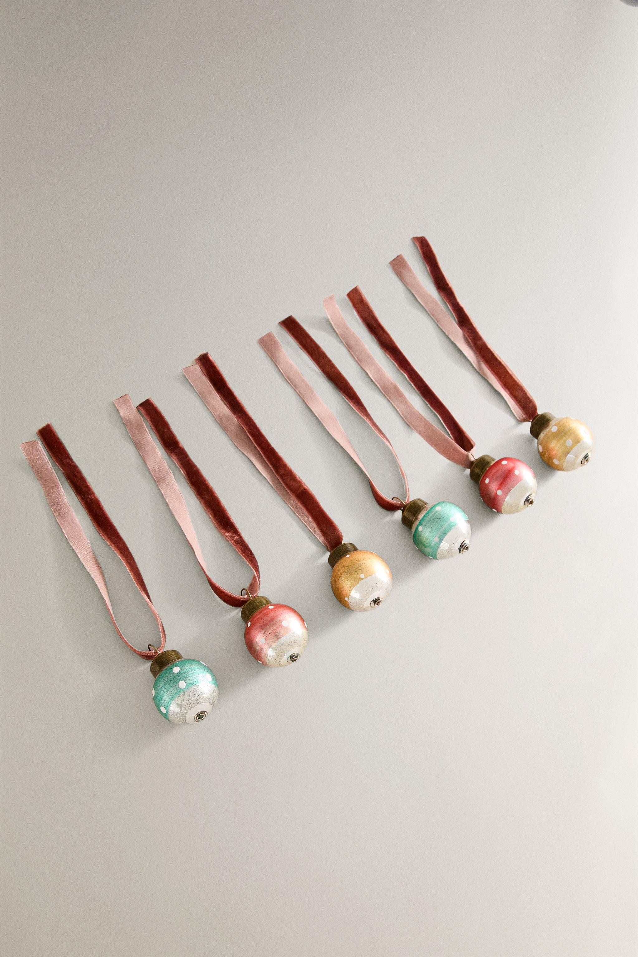 PACK DÉCO SAPIN MINI BOULES COULEURS RÉTRO NOËL (LOT DE 6)