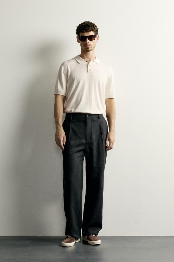 REGULAR FIT KNIT POLO SHIRT - Oyster-white by Zara - Image 0