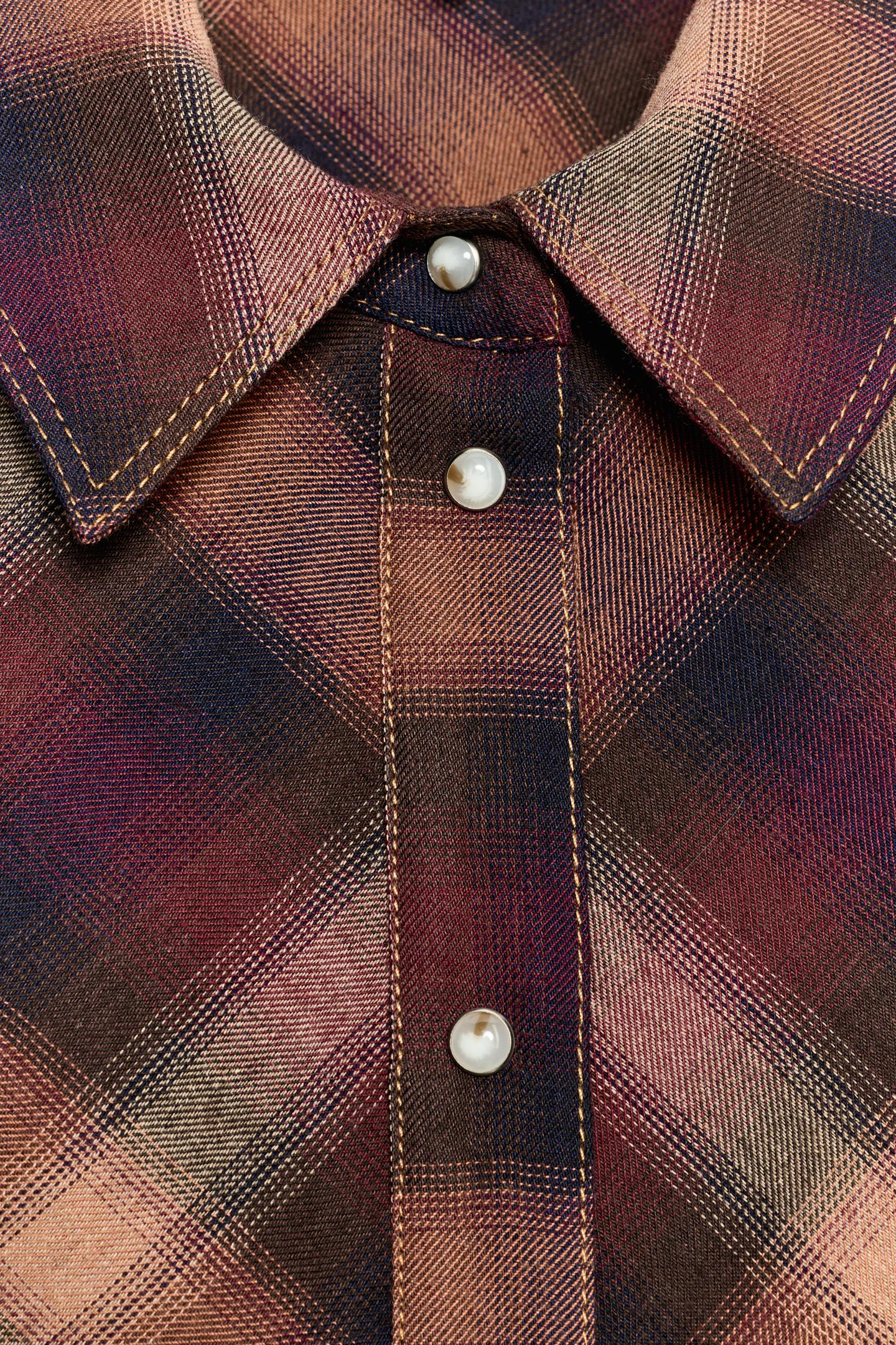 Женская рубашка Zara Checked, цвет: Разноцветный — фото 9