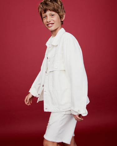 BERMUDA DENIM ROTOS - Blanco de Zara