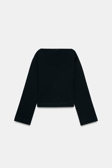BOAT NECK T-SHIRT - Dark anthracite by Zara