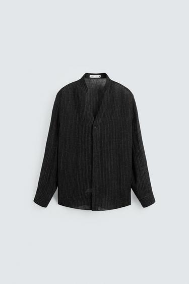 SEMI-SHEER TEXTURED SHIRT - Black by Zara
