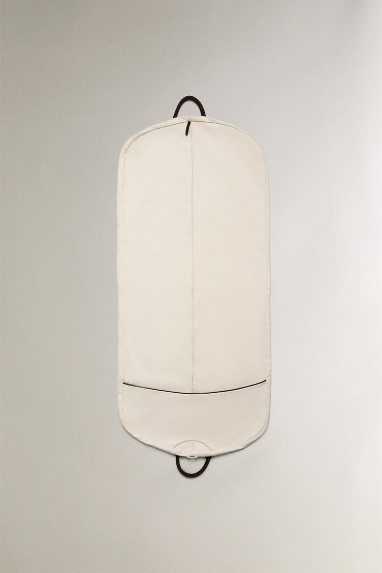 TRAVEL SUIT BAG WITH LEATHER DETAIL Ecru ZARA United Kingdom