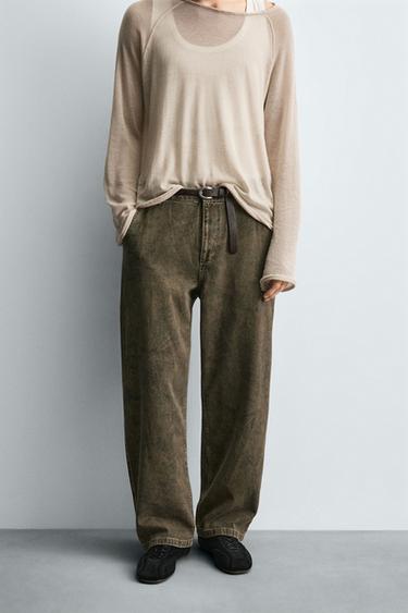 CALÇAS DE CARPINTEIRO COM ESTAMPADO ABSTRATO - 026 da Zara