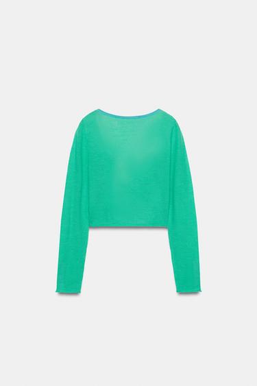 ASYMMETRIC FASTENING CARDIGAN - Green / Blue by Zara - Image 4