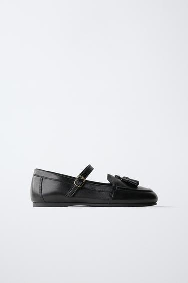Leather Tassel Loafers — Black 1