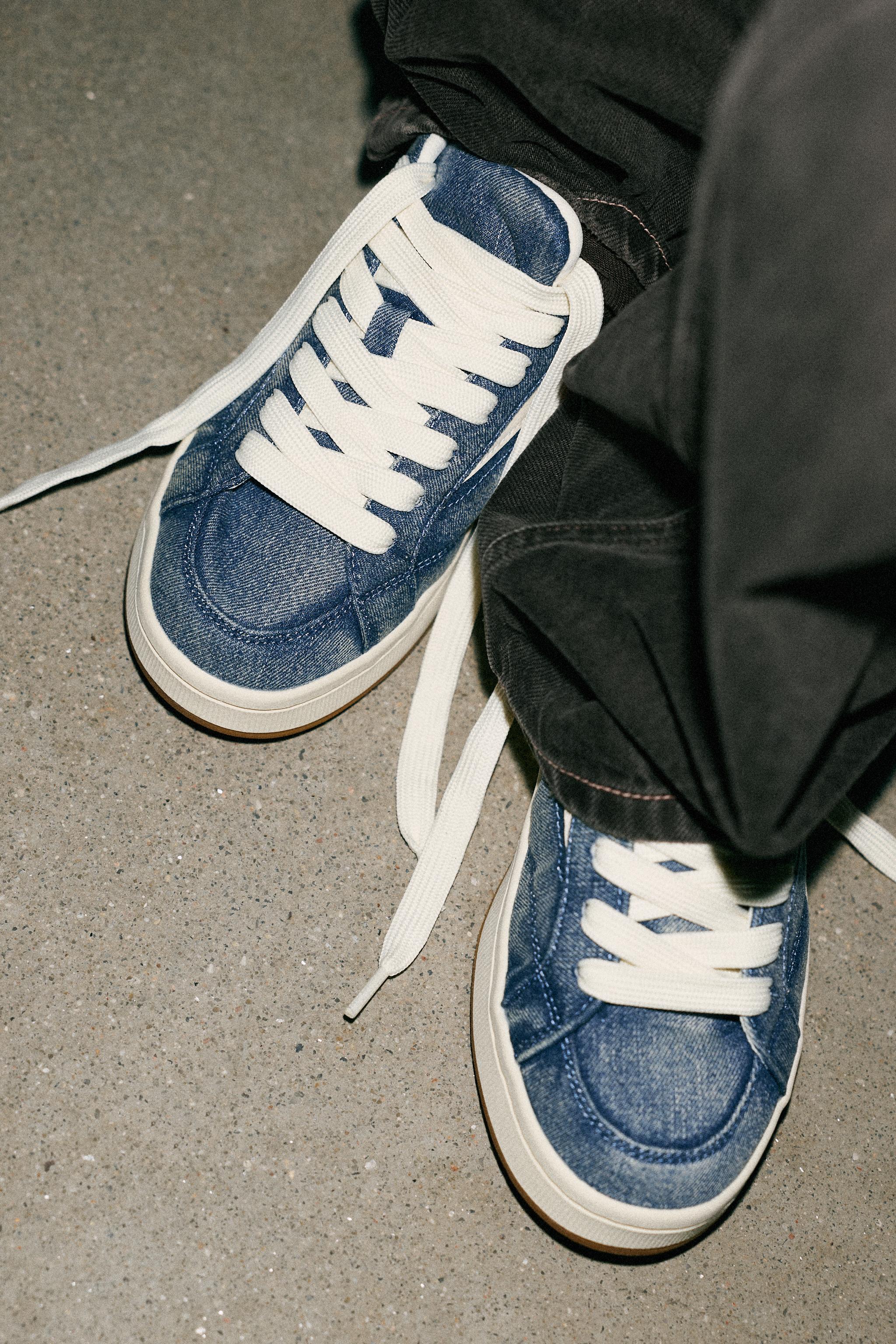 DENIM SNEAKERS - Denim Blue | ZARA United States DENIM SNEAKERS - Denim Blue | ZARA United States