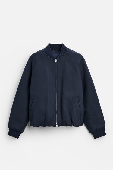 Zara BALLOON FIT BOMBER JACKET - Blue