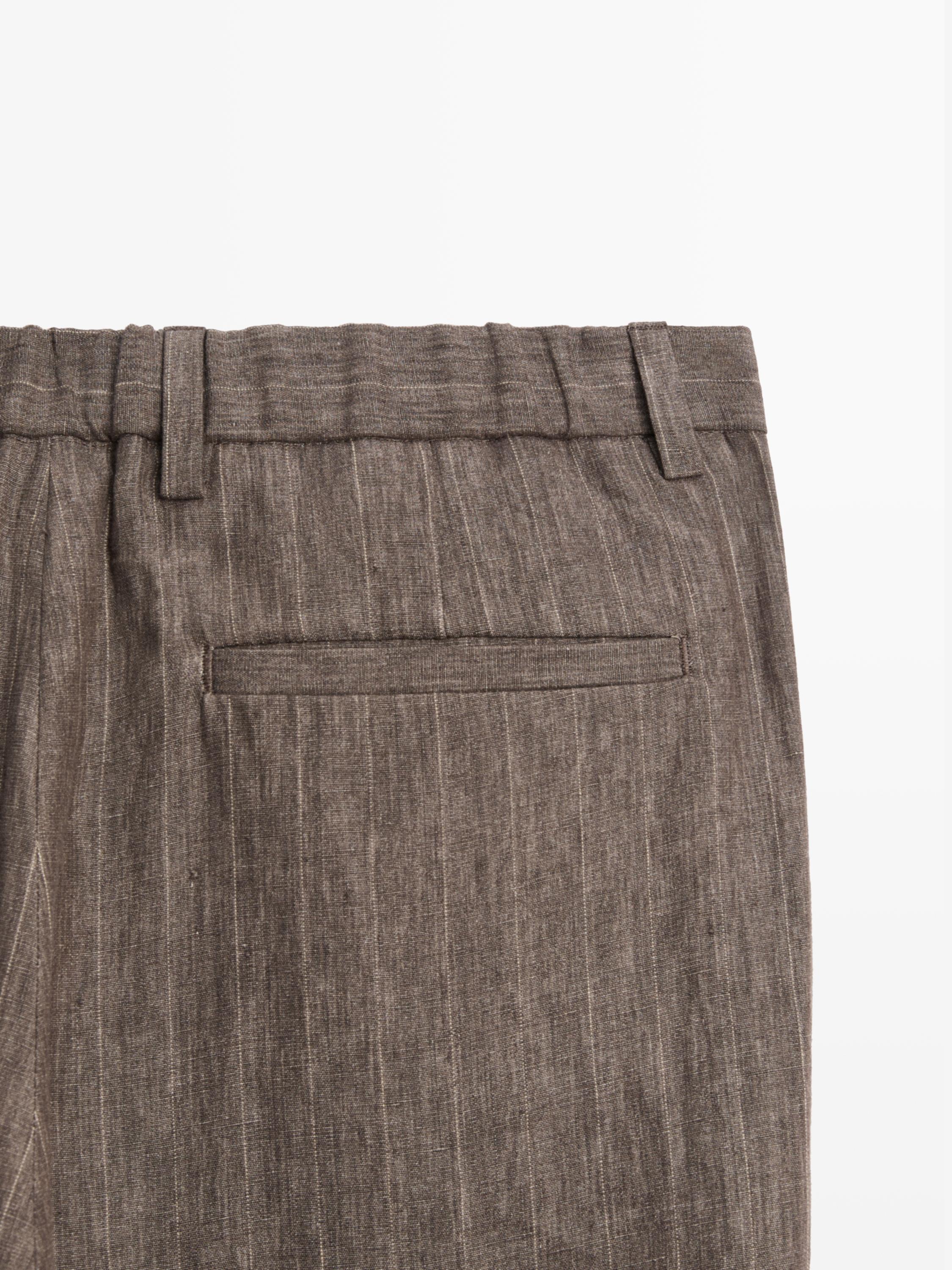 Pantalon à rayures en lin