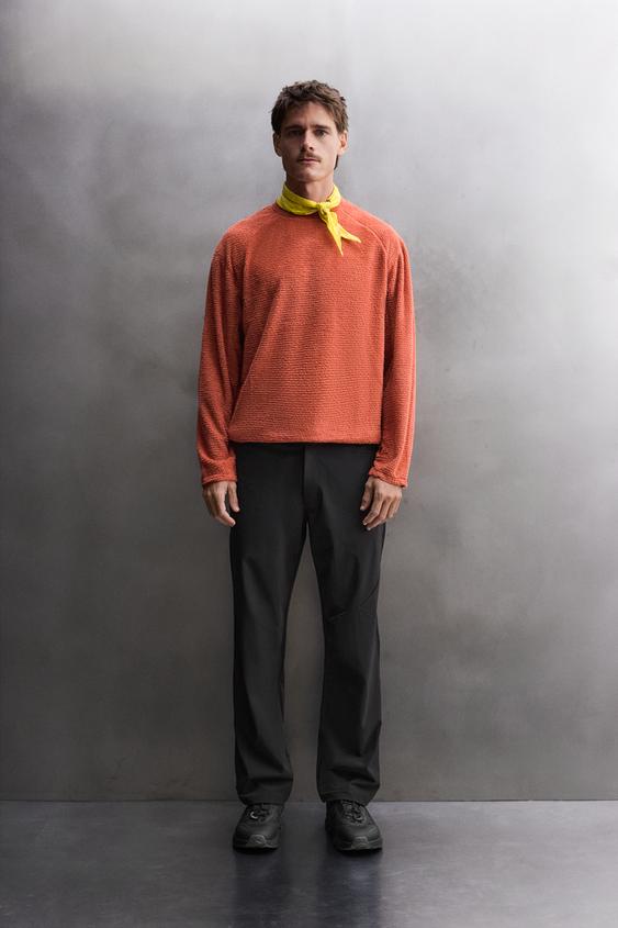 Zara TEXTURED FLEECE SWEATSHIRT - Reddish - Image 0