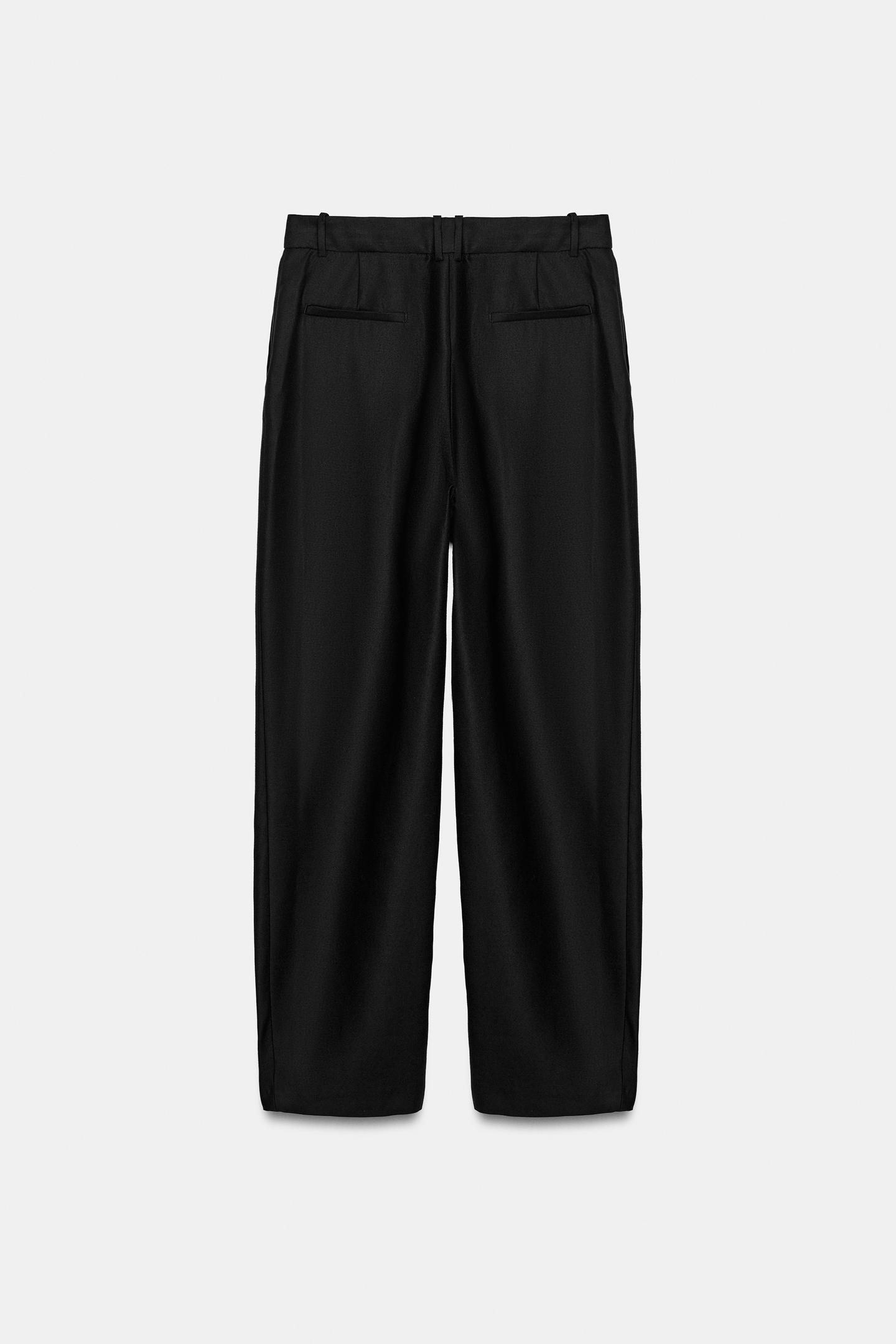 Женские брюки Zara ZW Collection Wide-Leg, цвет: Чёрный — фото 8