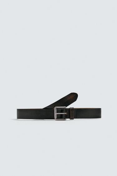حزام جلدي بمظهر VINTAGE - أسود الخاص بـ Zara