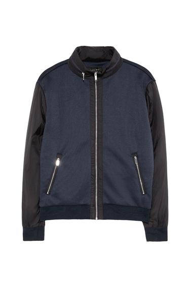 CONTRASTING TEXTURED WEAVE JACKET