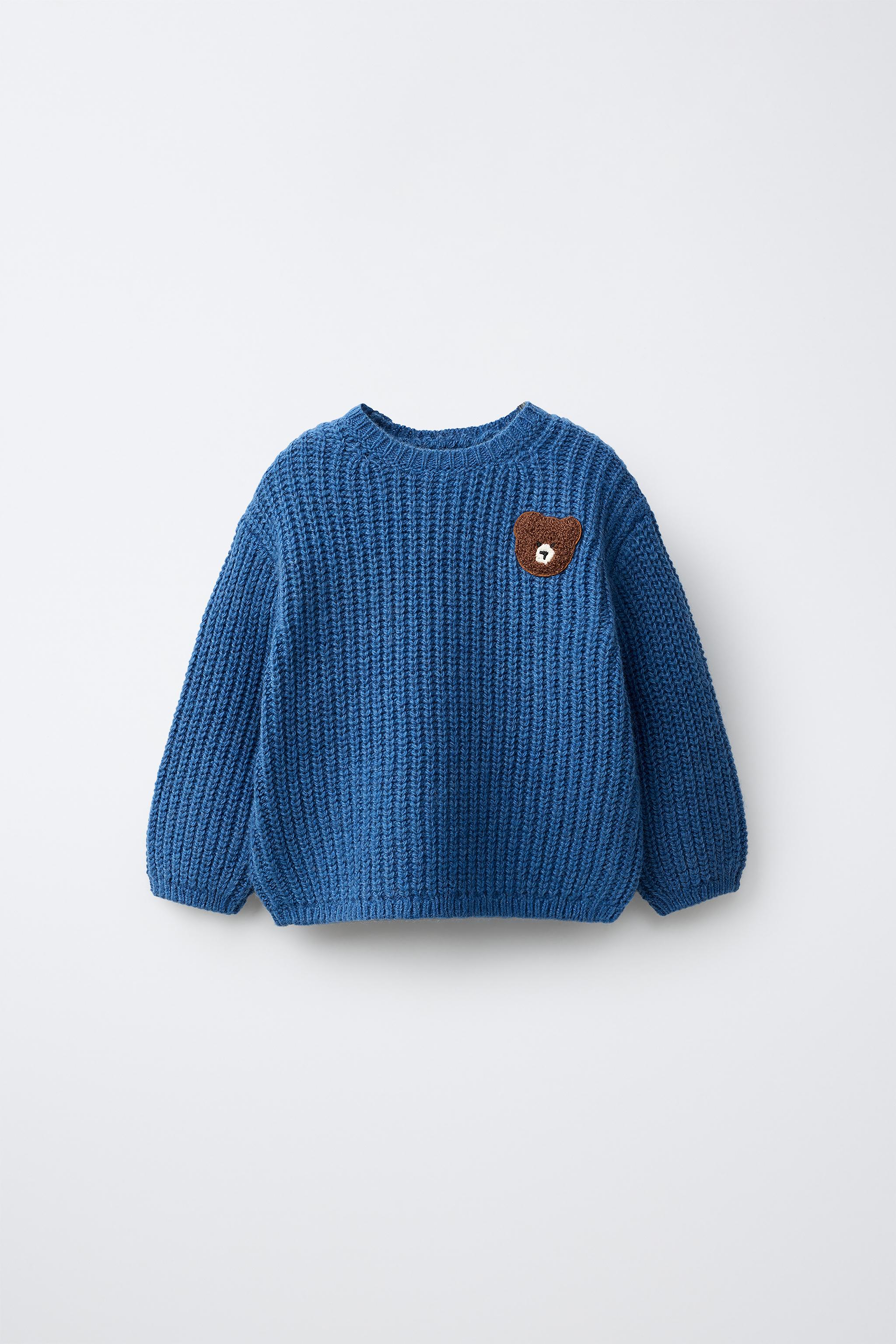 Детские свитеры Zara BEAR PATCH KNIT JUMPER