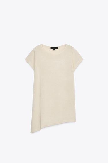 ASYMMETRIC HEM KNIT TOP - Ecru by Zara - Image 4