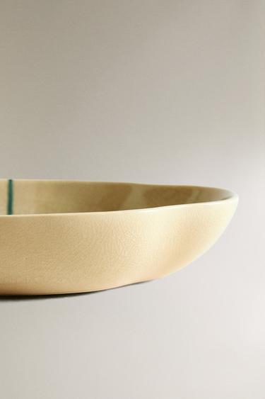 STRIPED CERAMIC TRAY - Ecru / Green by Zara - Image 3