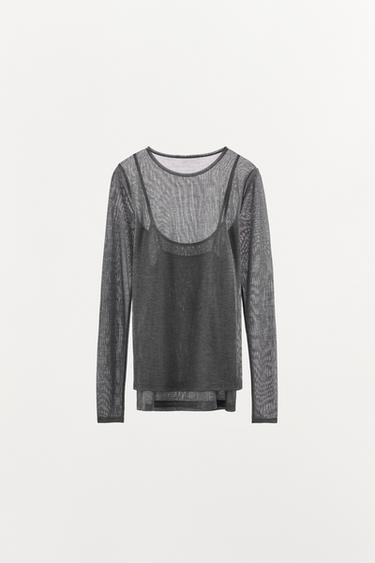 T-SHIRT DOUBLE SOFT - Gris chiné de Zara - Image 4