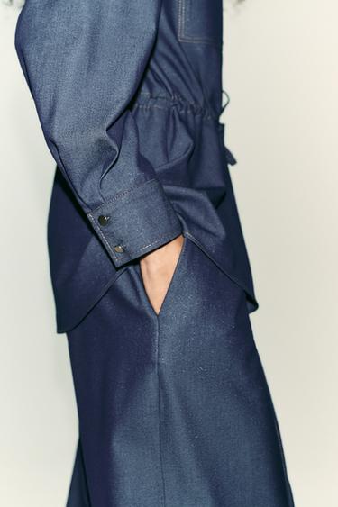 STITCHED WIDE-LEG TROUSERS - Indigo by Zara - Image 2