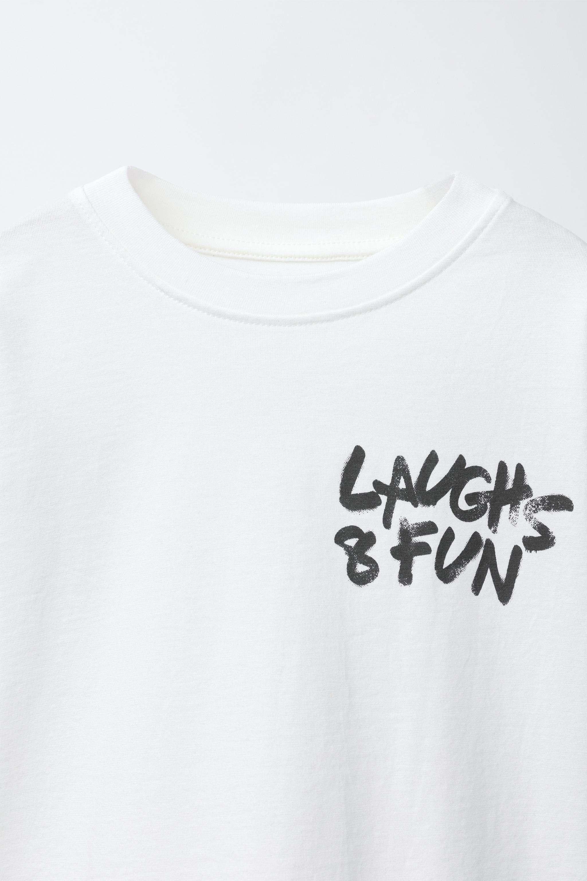 DOUBLE SLEEVE TEXT PRINT T-SHIRT