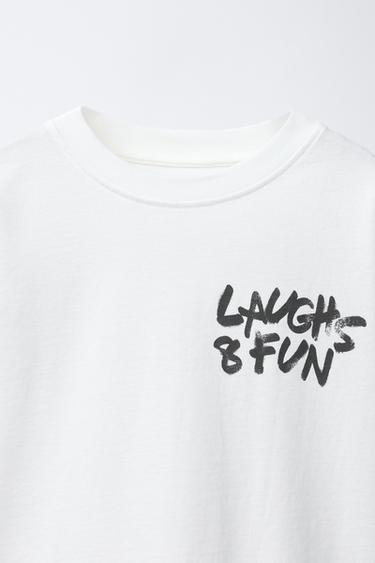 T-SHIRT DOUBLE MANCHE IMPRIMÉ INSCRIPTIONS - Blanc de Zara - Image 2