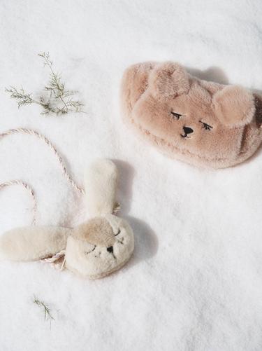 Zara FAUX FUR BEAR BAG - Off White
