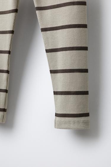 STRIPED RIBBED LEGGINGS - Light beige by Zara - Image 3