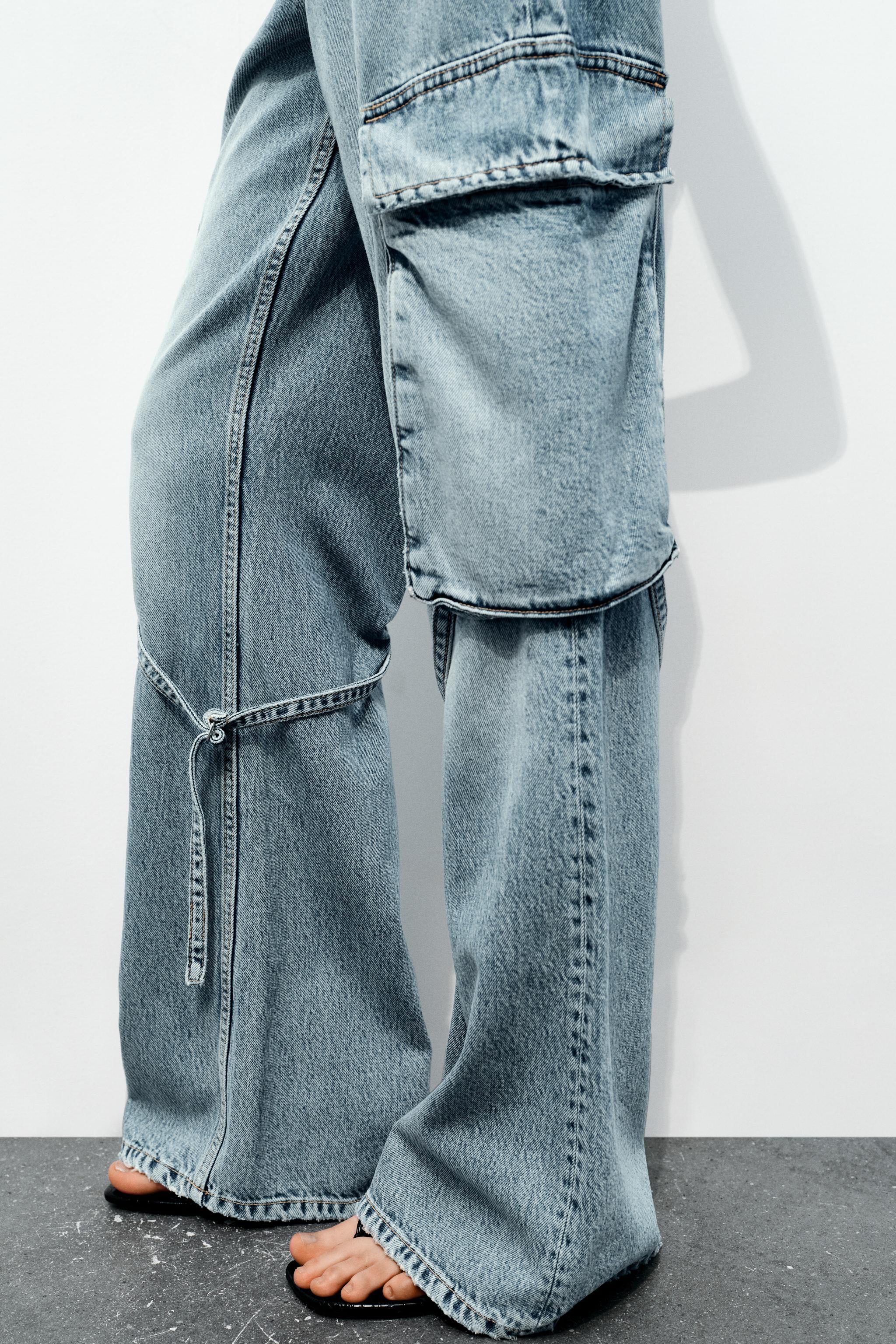 Zara Gray Skinny Cargo Jeans Womens 4
