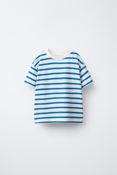 BASIC STRIPED T-SHIRT - Blue by Zara - Image 0