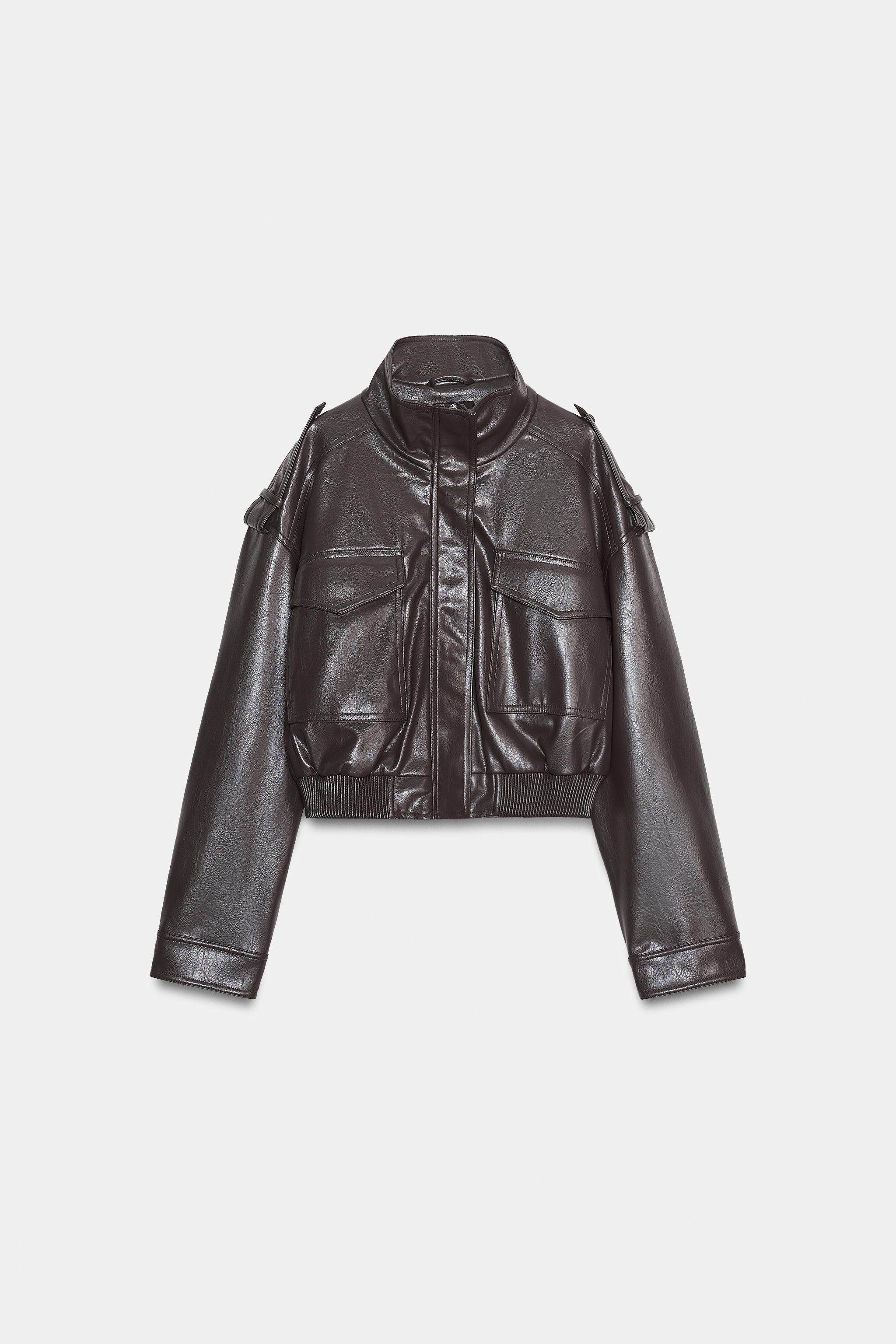 ショートフェイクレザージャケット - モールグレー | ZARA Japan / 日本