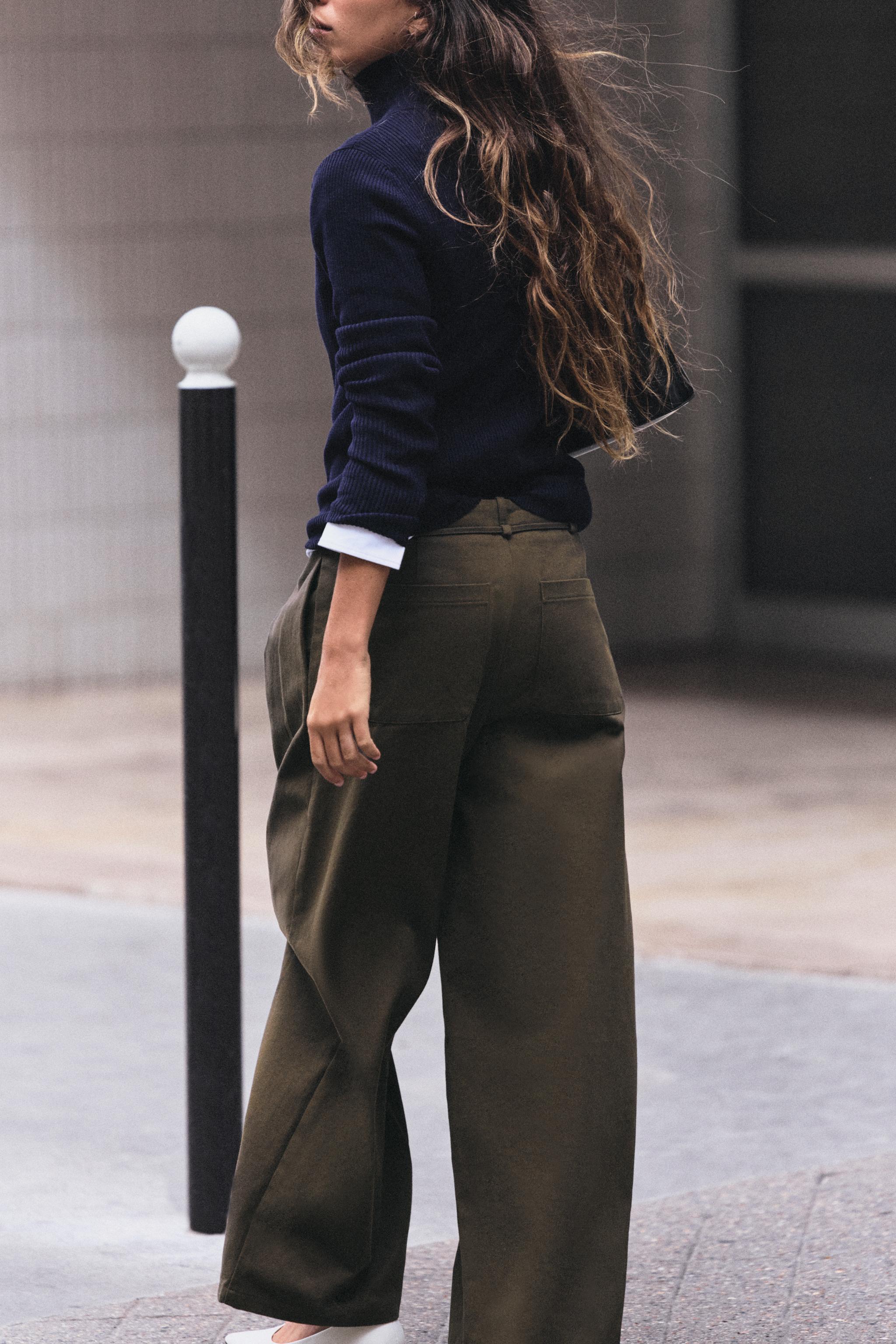 Zara Kemerli Geniş Paça Pantolon görsel 4