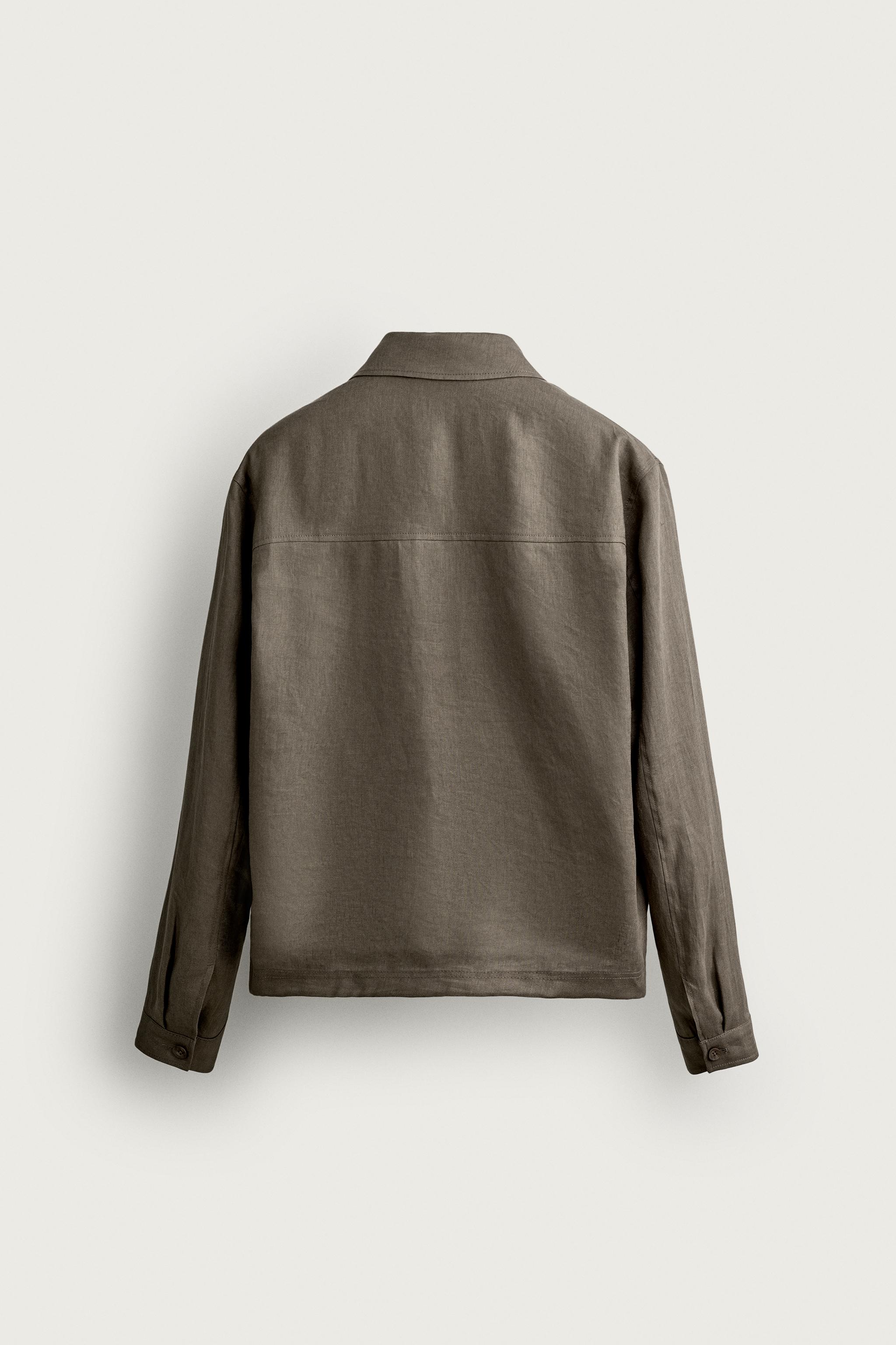 100% LINEN ZIP OVERSHIRT
