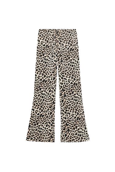 ANIMAL PRINT SATIN DRAWSTRING TROUSERS - Leopard by Zara