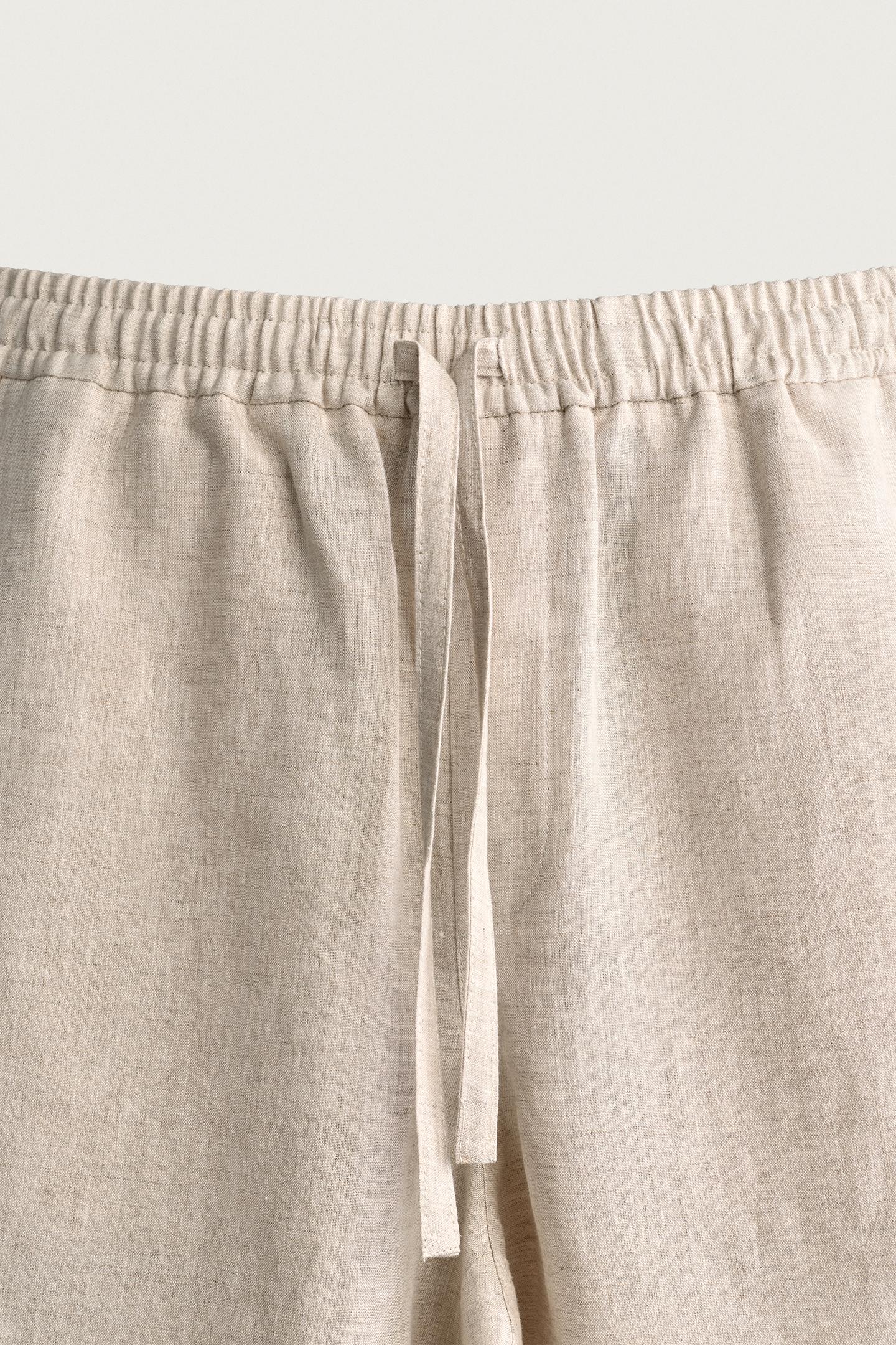 Мужские брюки Zara 100% Linen Relaxed-Fit, цвет: Светлый бежевый — фото 7