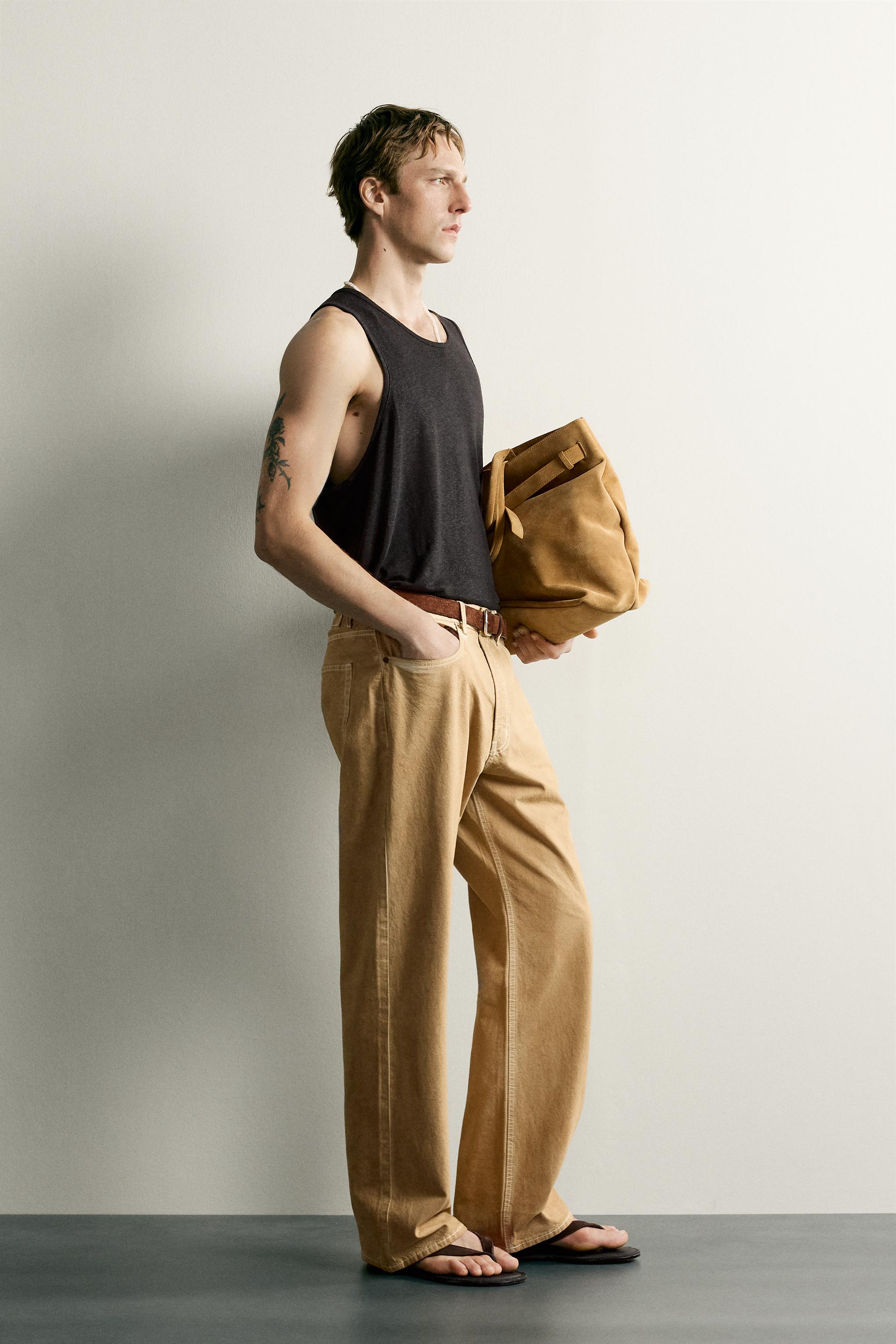 Мужские топы Zara RELAXED FIT VISCOSE LINEN TANK TOP — фото 4