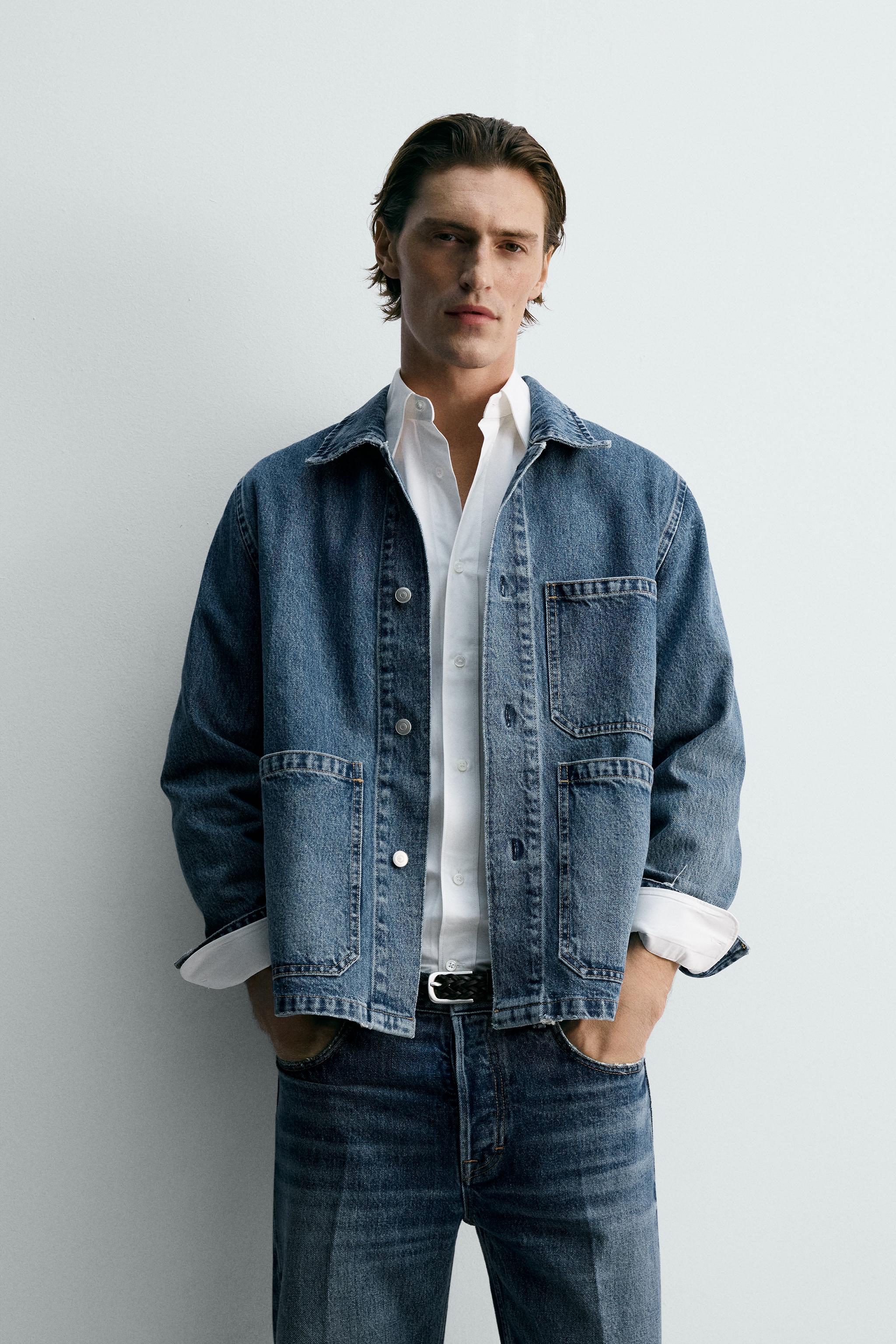 RELAXED FIT DENIM JACKET POCKETS LIMITED EDITION - Mid-blue | ZARA