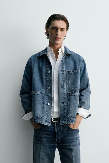 RELAXED FIT DENIM JACKET WITH POCKETS LIMITED EDITION - Mid-blue by Zara