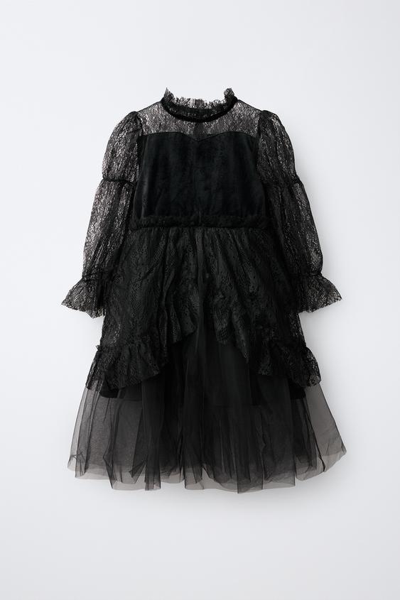 zara tulle dress black LACE WITCH COSTUME - swatches-kaylanie-strapless-sequin-mini-dress