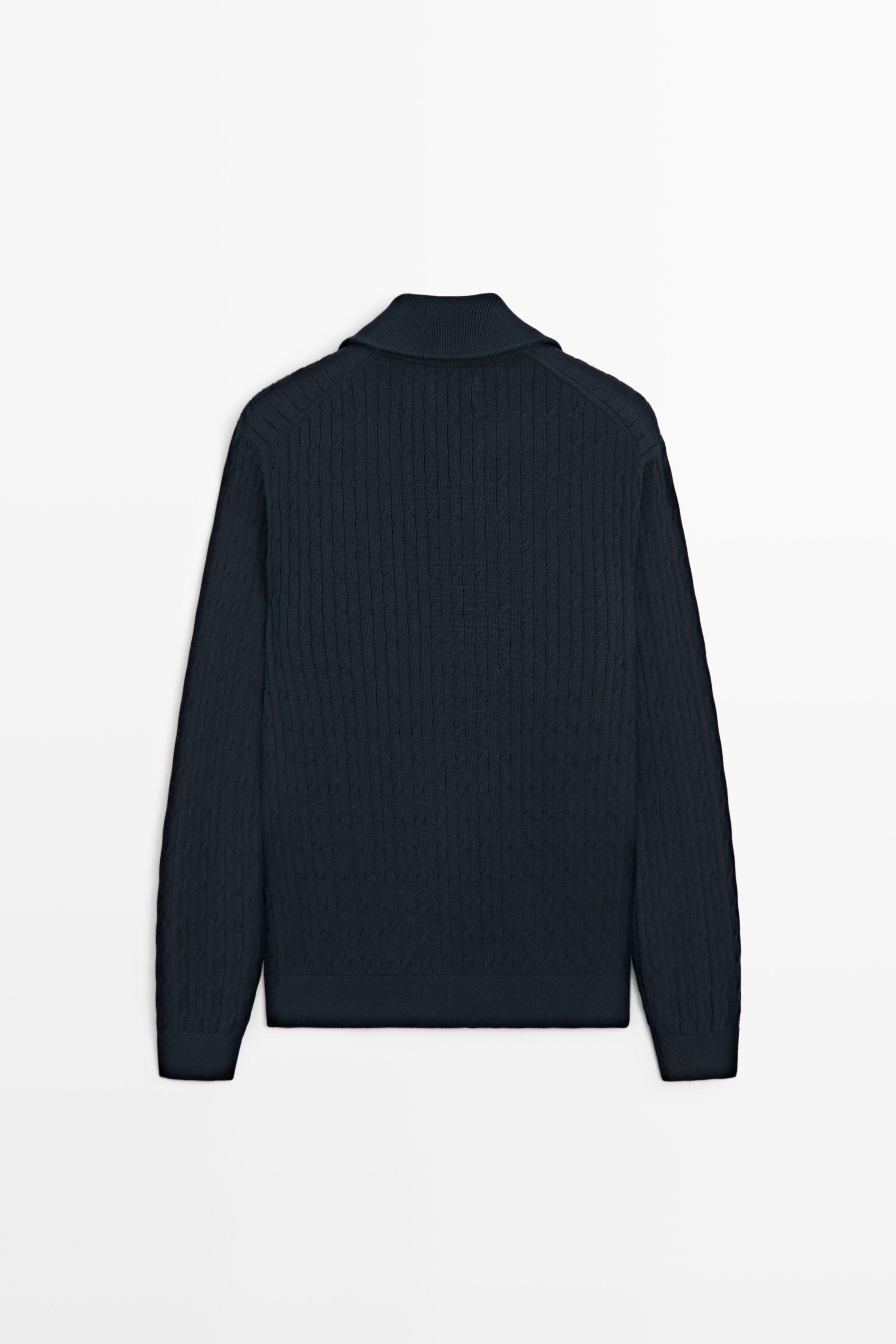 Mock neck knit zip sweater - Navy blue | ZARA Canada