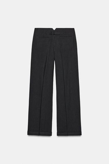 PANTALON À PINCES À RAYURES ZW COLLECTION - Bleu marine de Zara - Image 2