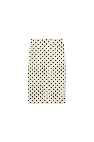 ZW COLLECTION POLKA DOT PENCIL SKIRT - Ecru / Black by Zara