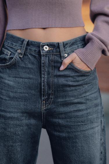 JEANS TRF STRAIGHT WIDE TIRO ALTO - Marino de Zara