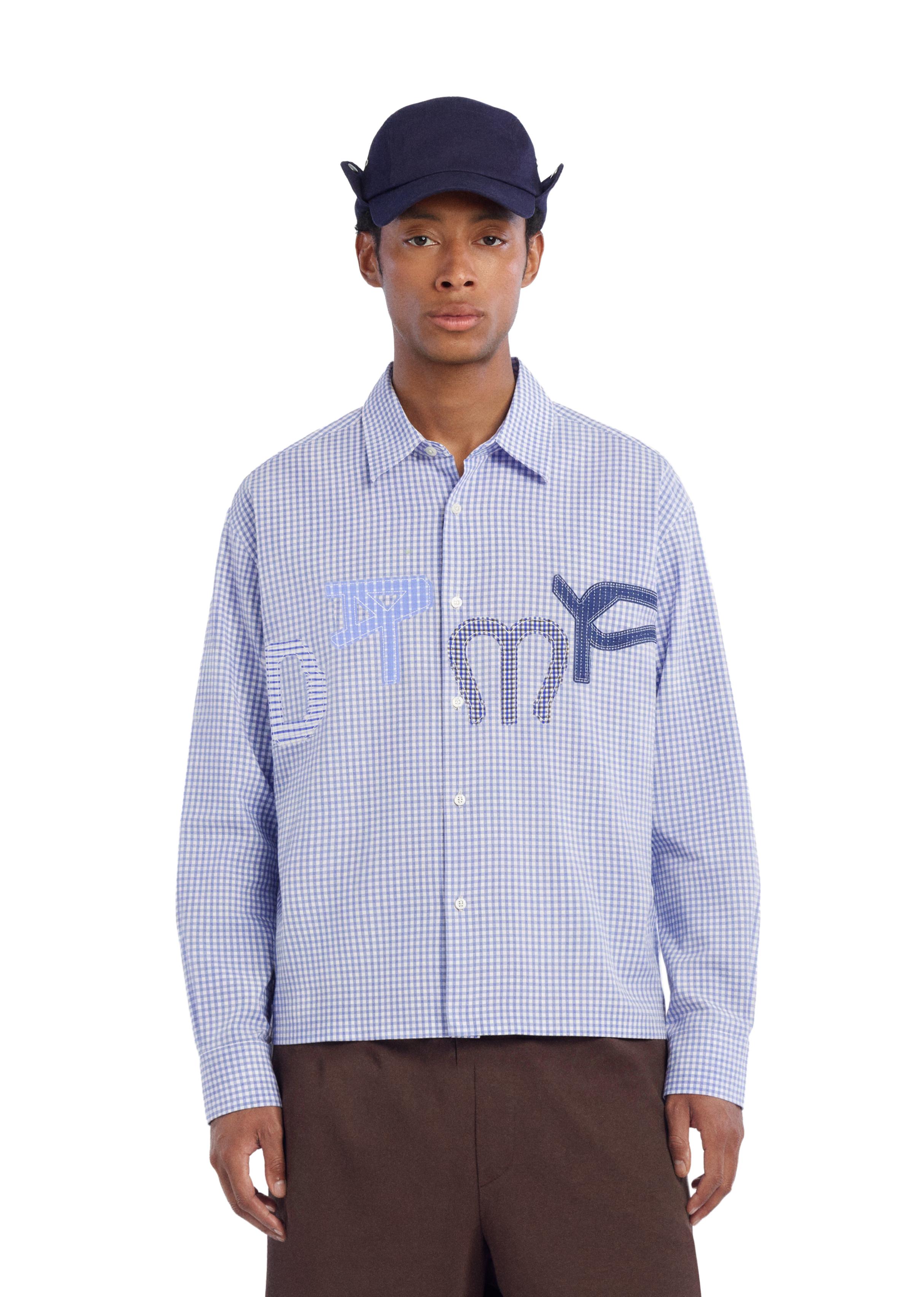 DTMF PATCH PLAID SHIRT — Blue / White