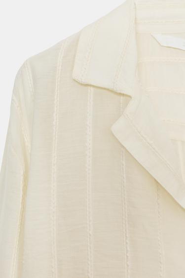 CHEMISE À RAYURES ZW COLLECTION - Écru de Zara - Image 9