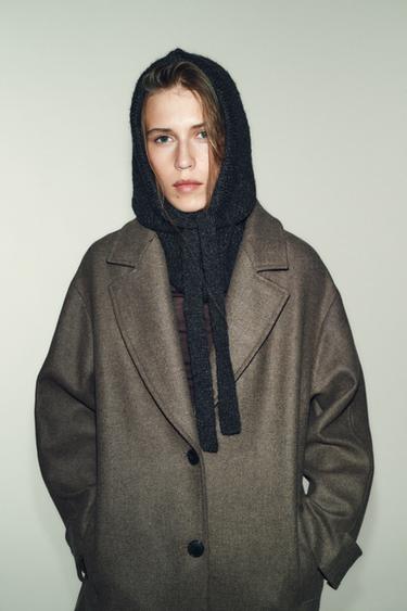 RIBBED KNIT HOOD - Anthracite Grey by Zara