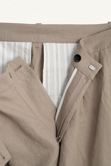 SHORT CROISÉ WIDE FIT 100% LIN - Beige de Zara - Image 9