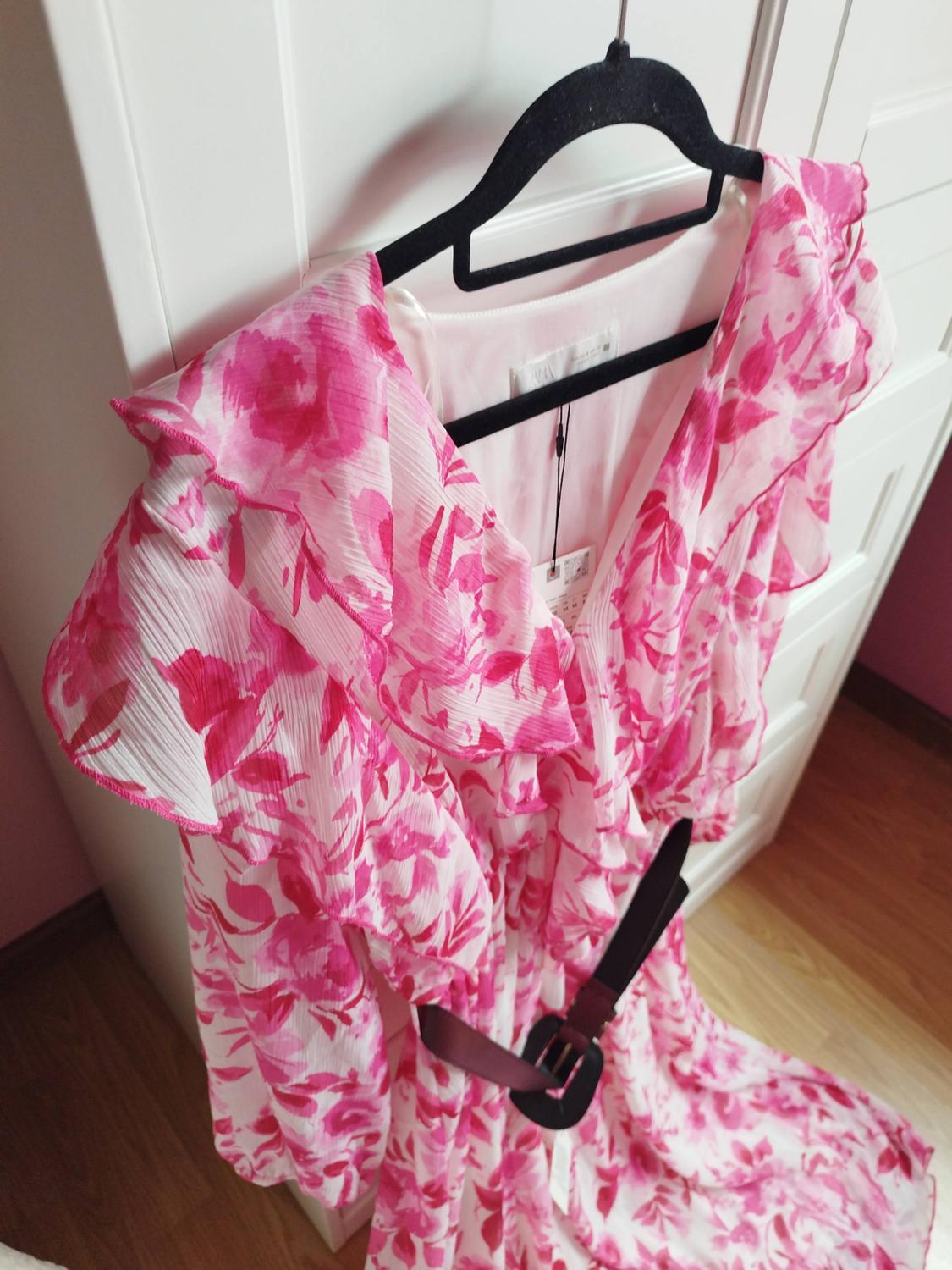 PRINTED MIDI DRESS WITH BELT - Image 5