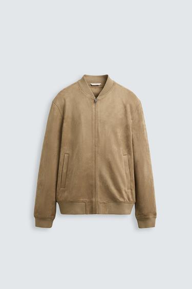 JAQUETA BOMBER COM EFEITO SUEDE - Bege da Zara