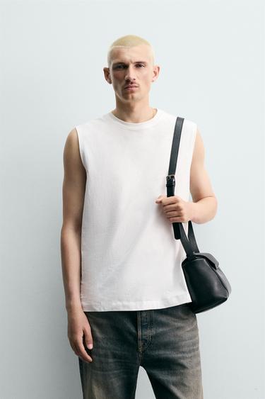 CAMISETA TANK RELAXED FIT BORDADO - Blanco de Zara