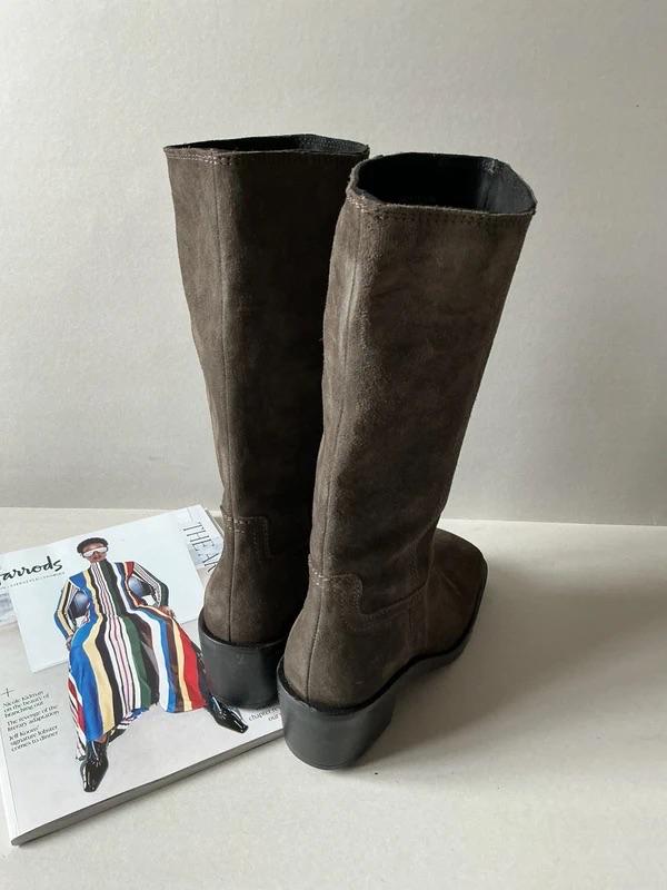 SPLIT SUEDE CONTRAST STITCH BOOTS - Image 3