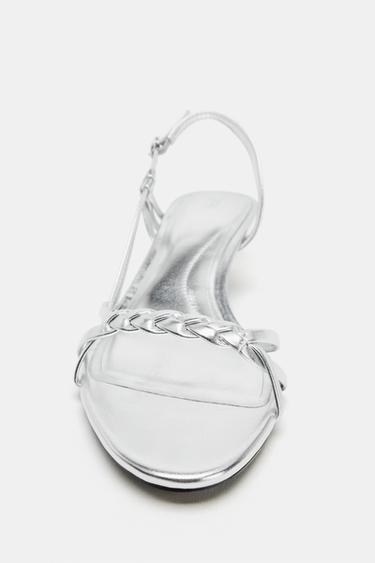 SANDALES KITTEN HEELS MÉTALLISÉES - Argent de Zara - Image 4